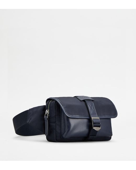 Tod's Blue Belt Bag In Fabric And Leather Micro for men