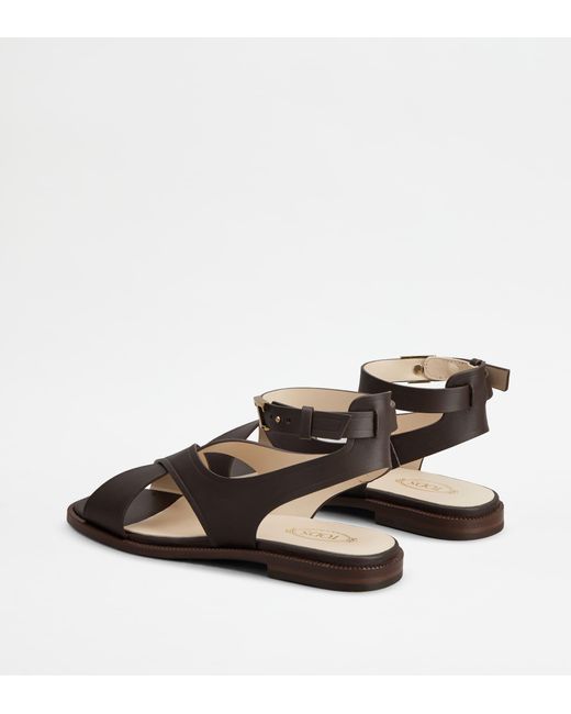 Tod's Brown Sandals In Leather