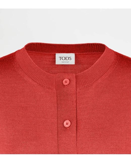 Tod's Red Silk Blend Cardigan