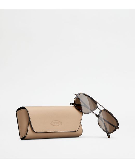 Tod's Brown Sonnenbrille mit Bügeln aus Leder