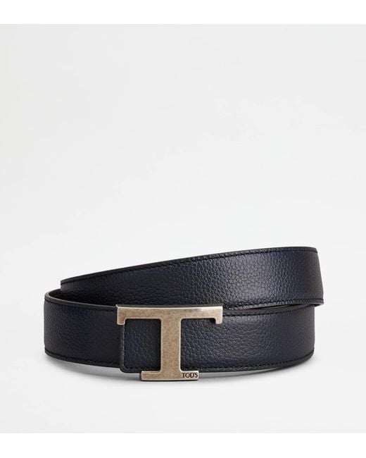 Tod's Blue T Timeless Reversible Belt In Leather for men