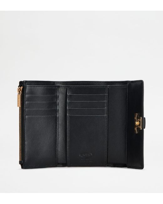 Tod's Black T Timeless Wallet In Leather