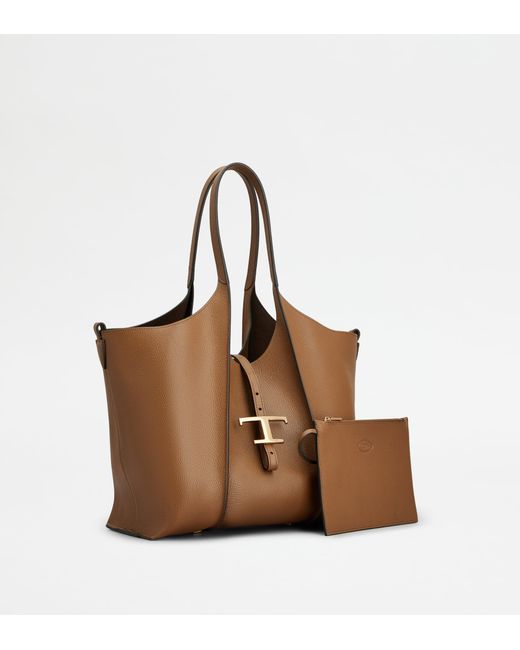 Tod's Brown T Timeless Shopping Bag