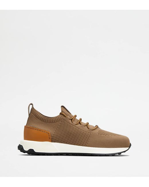 Tod's Brown Sock Sneakers In Technical Fabric And Leather for men