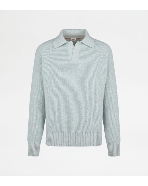 Tod's Blue Cashmere Blend Jumper for men