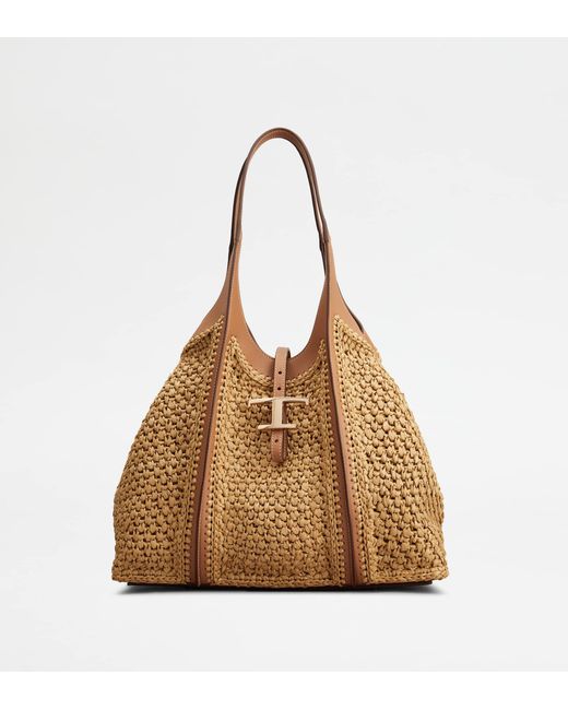 Tod's Brown T Timeless Shopping Bag