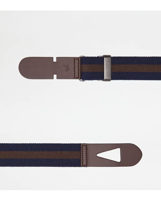 Tod's Black Belt In Canvas And Leather