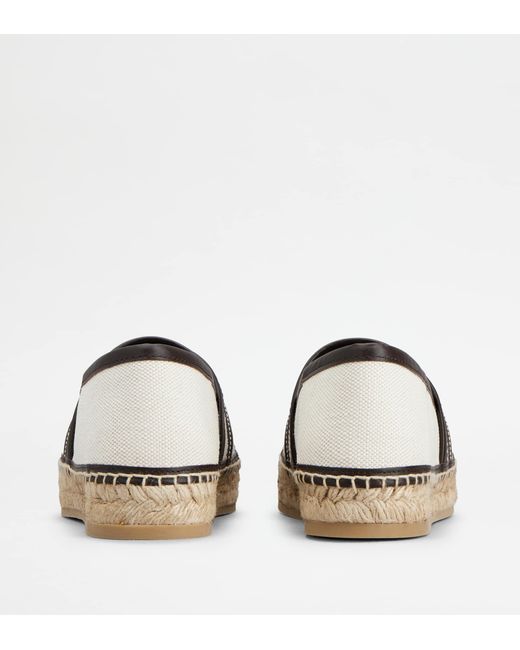 Tod's White Kate Slip-ons In Canvas And Leather