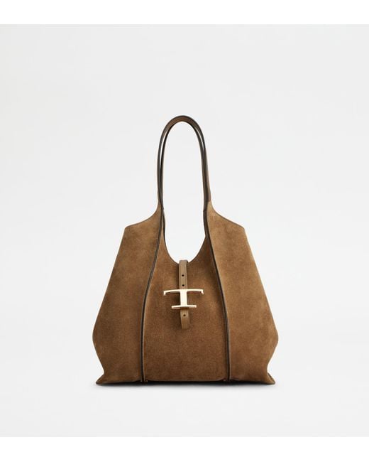 Tod's Brown T Timeless Shopping Bag