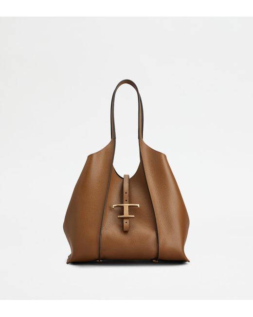 Tod's Brown T Timeless Shopping Bag