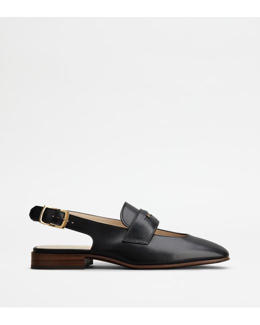 Tod's Black Slingback Loafers In Leather