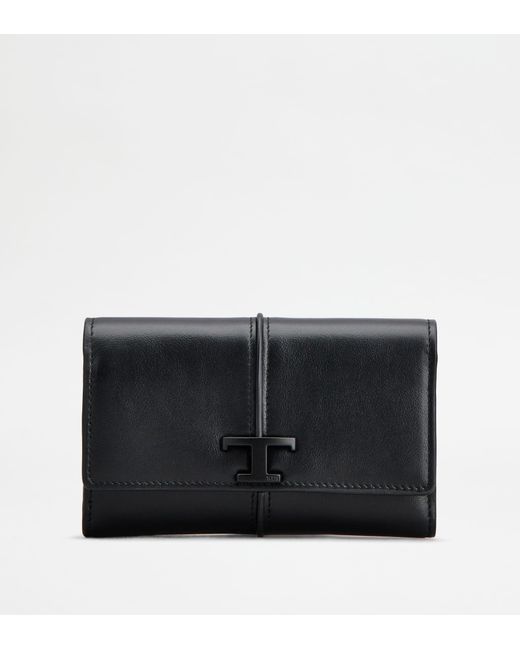 Tod's Black T Timeless Wallet In Leather