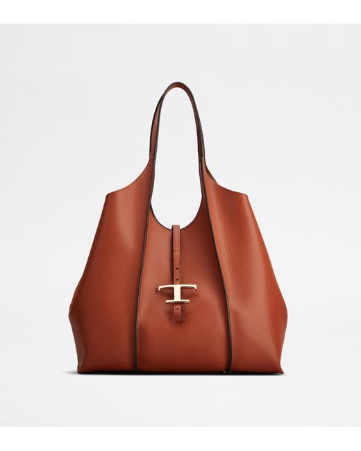 Tod's Brown Shopper T Timeless Aus Leder Medium