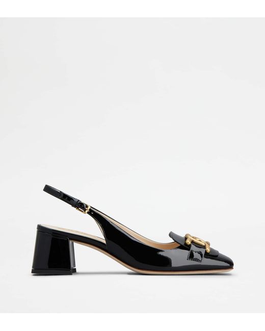 Tod's Black Kate Slingback Pumps In Patent Leather