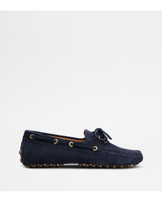 Tod's Blue Segelschuh-Gomminos Aus Veloursleder