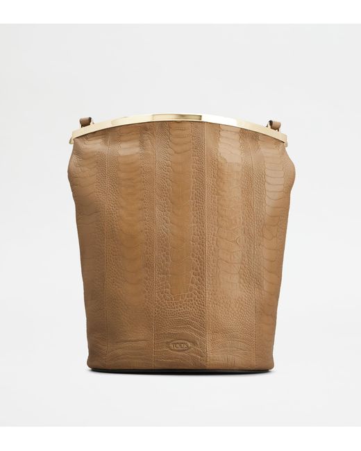Tod's Brown Bag Beuteltasche Aus Straußenleder Small