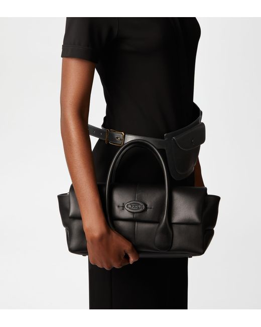 Tod's Black Di Bag Reverse Flap In Leather Small