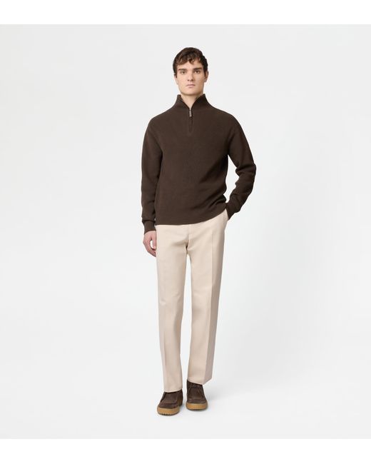 Tod's Brown Silk Blend Half Zip Pullover for men