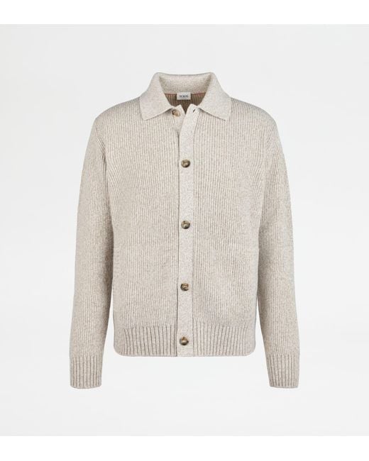 Tod's White Cashmere Blend Cardigan for men
