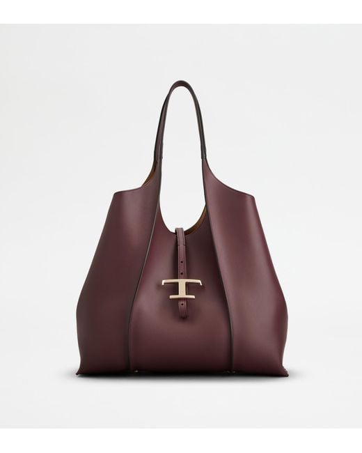 Tod's Purple T Timeless Shopping Bag