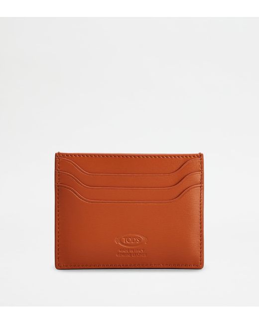 Tod's Orange Card Holder In Leather for men