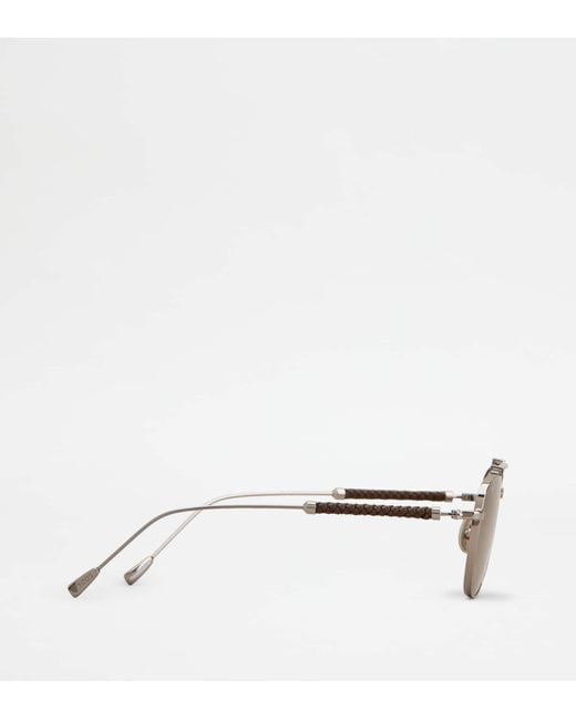 Tod's Natural Squared Sunglasses With Temples for men