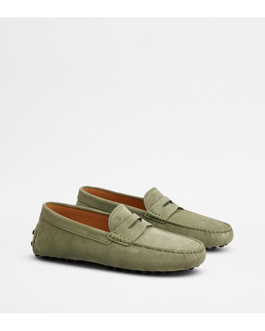 Tod's Gommino Mokassins Aus Veloursleder in Green für Herren