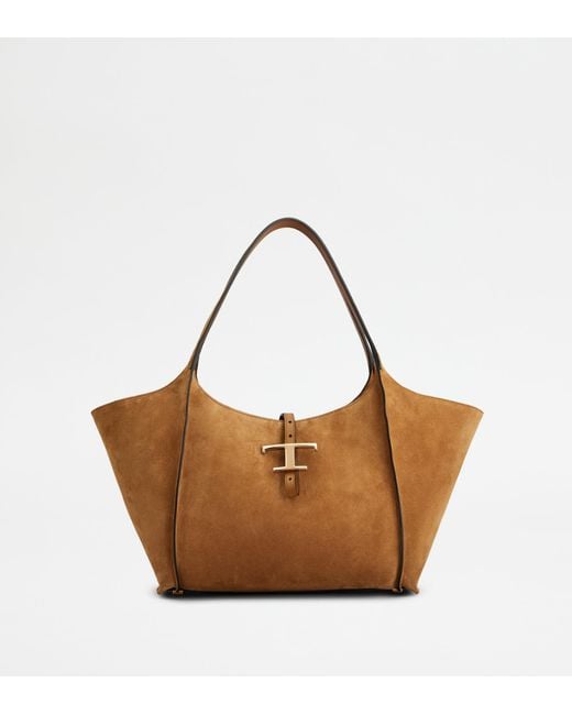 Tod's Brown T Timeless Shopping Bag