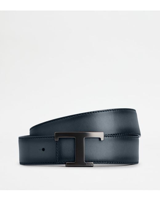 Tod's Blue T Timeless Reversible Belt In Leather for men