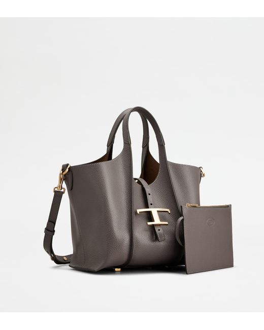 Tod's Black Shopper T Timeless Aus Leder Mini