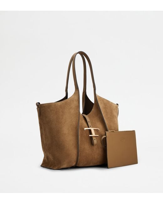 Tod's Brown T Timeless Shopping Bag