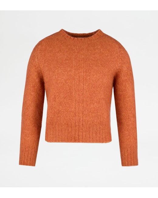Tod's Orange Round-Neck Jumper