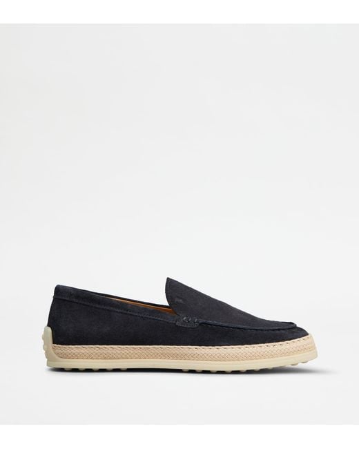 Tod's Blue Slipper Loafers In Suede