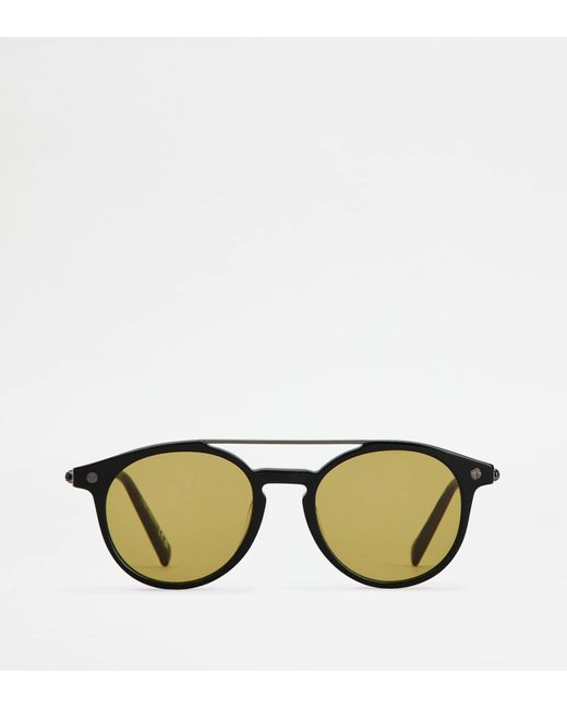 Tod's Green Pantos Sunglasses With Temples In Leather for men