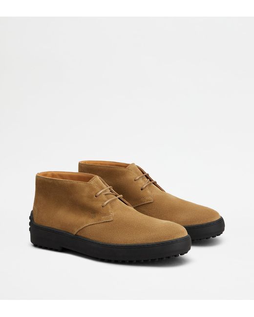 Tod's Desert Boots Winter Gommino Aus Veloursleder in Brown für Herren