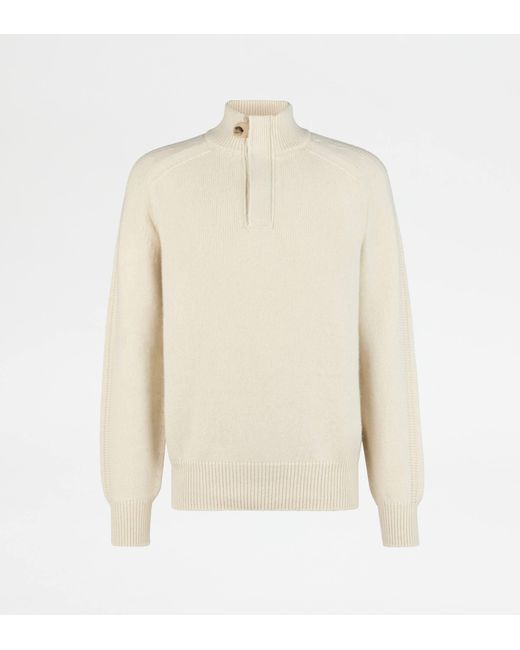 Tod's White Half Zip Pullover for men