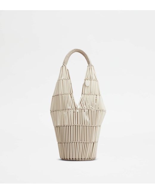 Tod's White Di Bag Folio Schultertasche Aus Leder Und Plexi Small