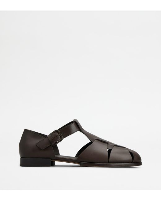 Tod's Brown Sandals In Leather for men