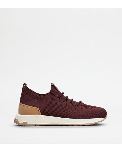 Tod's Brown Sock Sneakers In Technical Fabric And Leather for men