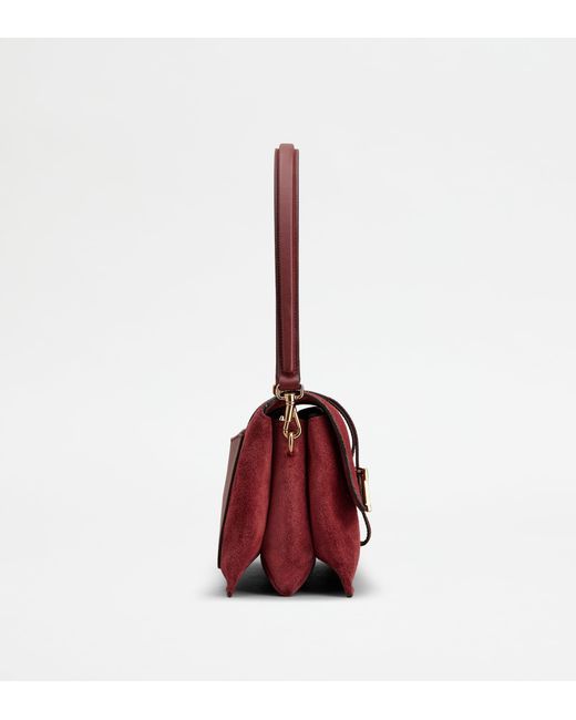 Tod's Red Flap-Tasche T Timeless Aus Veloursleder Mini