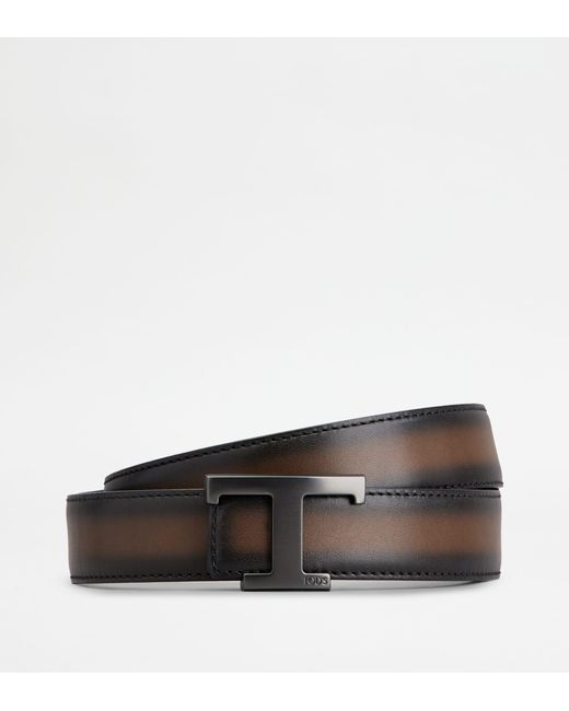 Tod's Brown T Timeless Reversible Belt In Leather for men