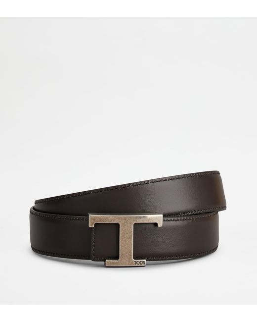 Tod's Blue T Timeless Reversible Belt In Leather for men