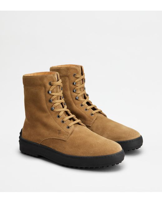 Tod's Brown Winter Gommino Ankle Boots for men