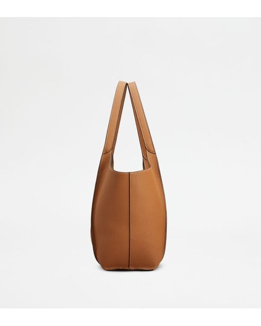 Tod's Brown T Timeless Shopping Bag
