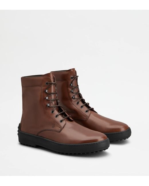 Tod's Brown Winter Gommino Ankle Boots for men