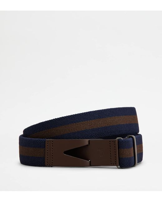 Tod's Black Belt In Canvas And Leather