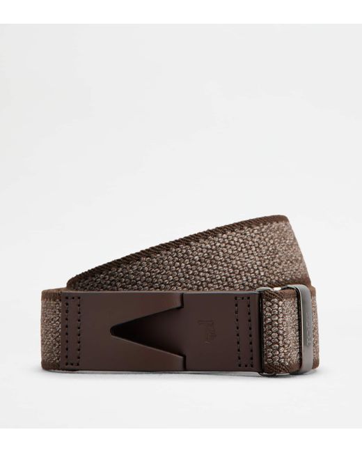 Cintura in Canvas e Cuoio di Tod's in Brown da Uomo