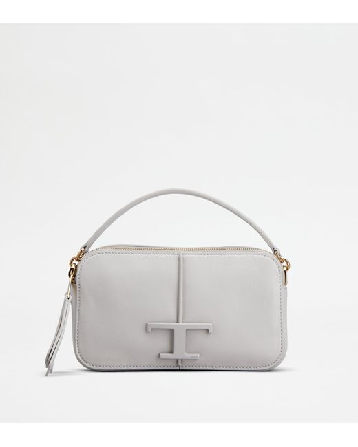 Tod's Gray T Timeless Camera Bag In Leather Mini