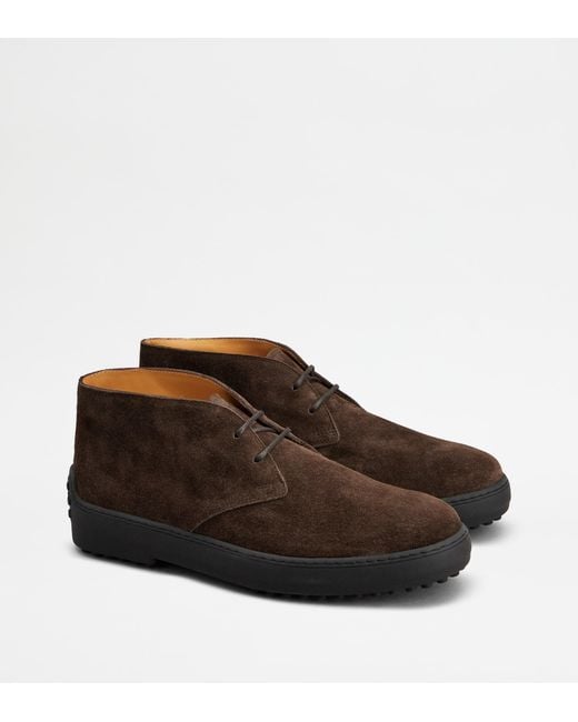 Tod's Brown Winter Gommino Desert Boots for men