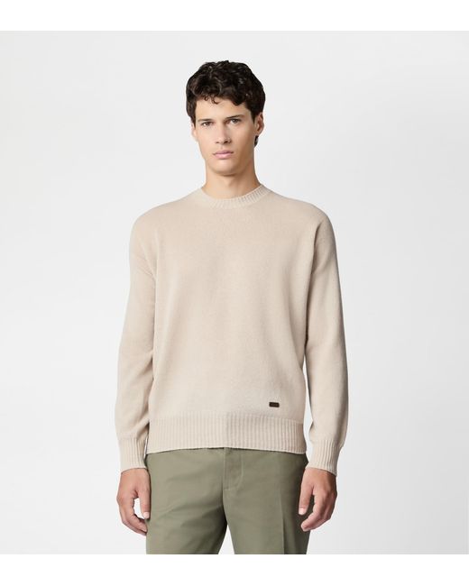Tod's Rundhalspullover Aus Einer Kaschmirmischung in Natural für Herren
